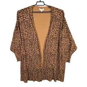 Womens Terra & Sky Leopard Print Kimono Cardigan Open Front Rayon Blend Size 4X